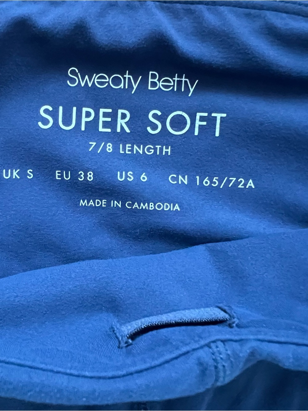 Sweaty Betty Super Soft 7/8 Leggings Blue High Rise Pockets Sz US 6 / UK S - Picture 3 of 4